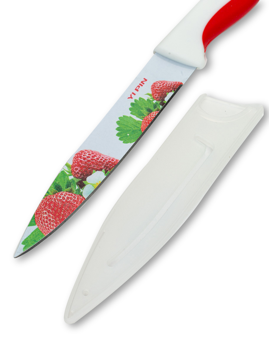 Μαχαίρι γενικής χρήσης με σχέδιο φράουλα και θήκη